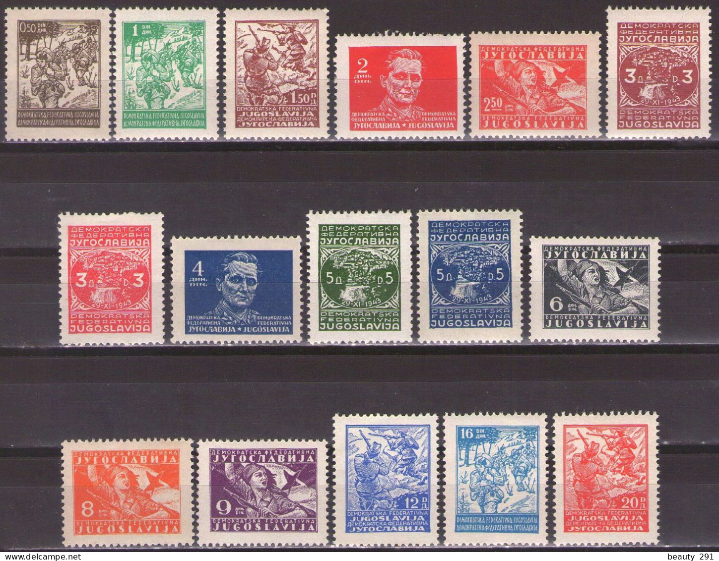 YUGOSLAVIA 1945/47  Michel 470-485 -Tito And Partisans Definitive - MNH**VF - Unused Stamps