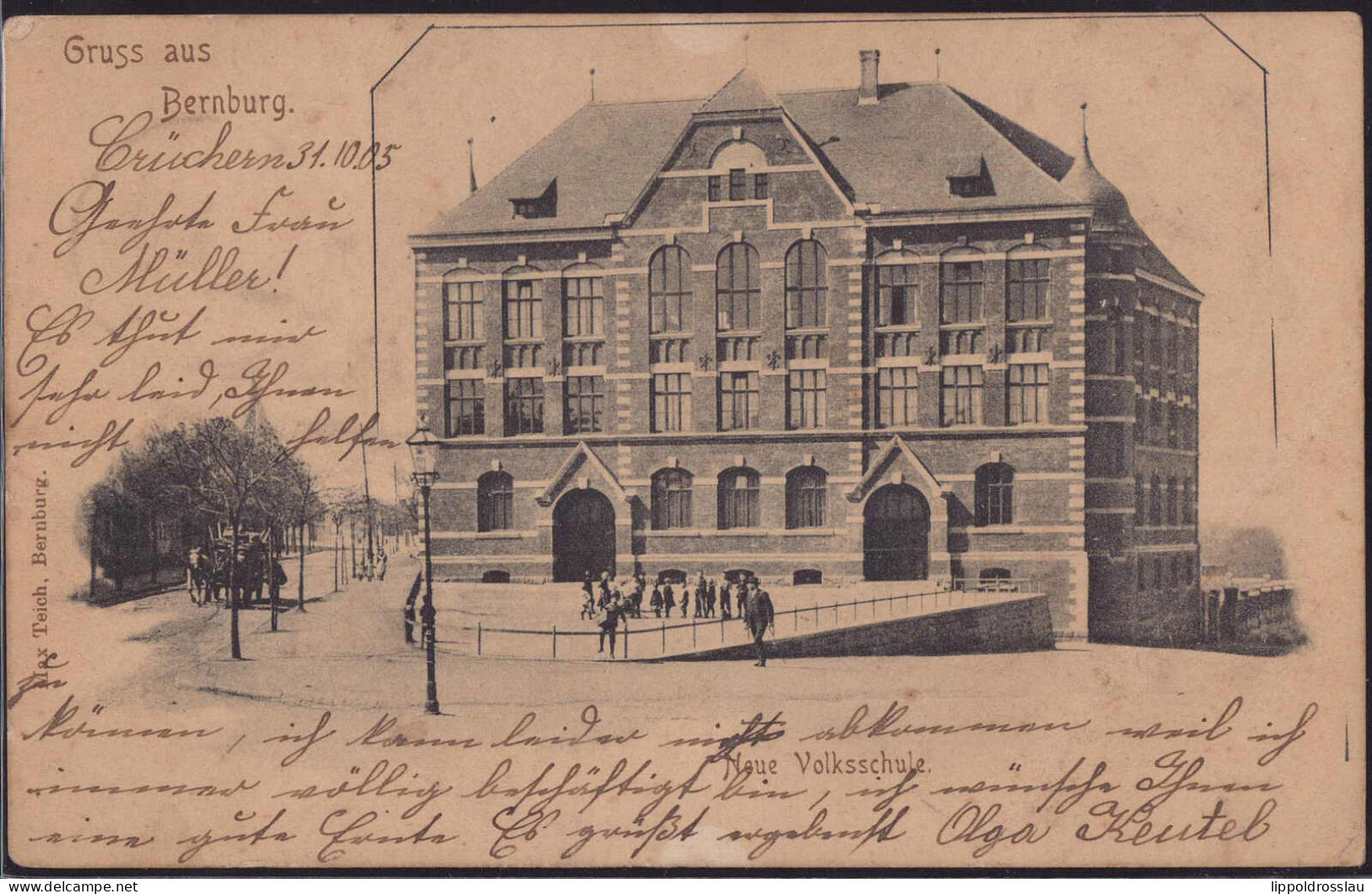 Gest. O-4350 Bernburg Neue Volksschule, Bug 7cm 1905 - Bernburg (Saale)
