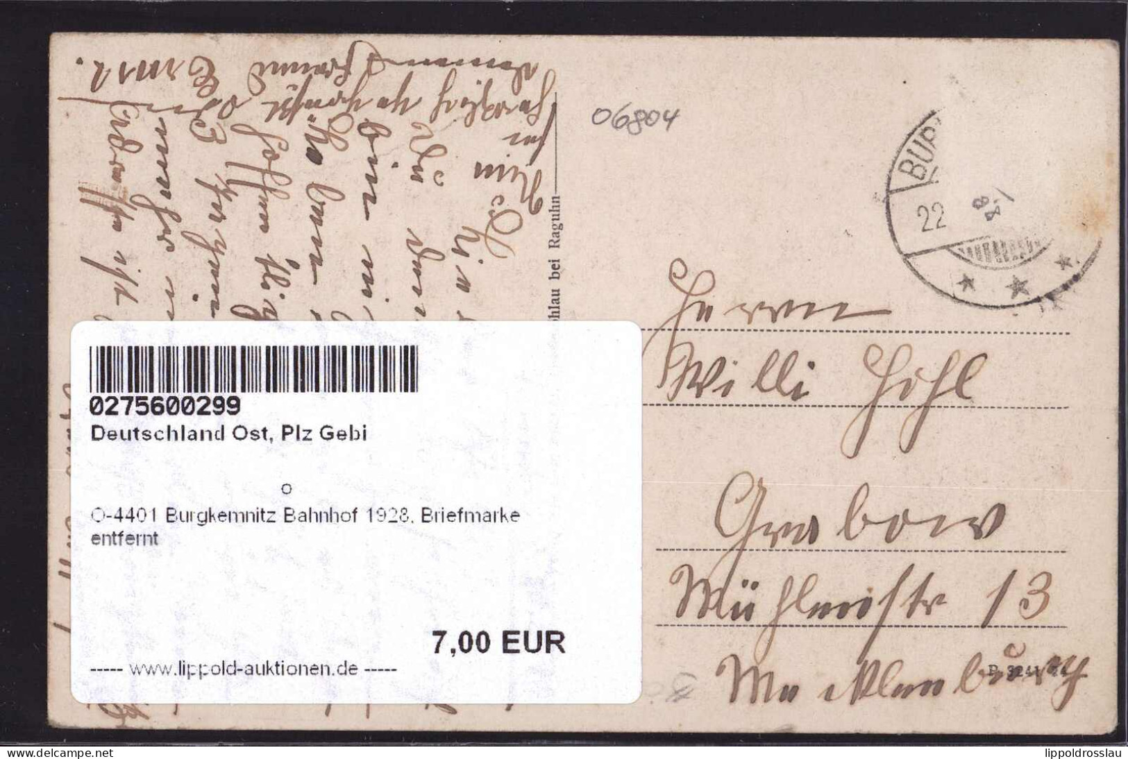 Gest. O-4401 Burgkemnitz Bahnhof 1928, Briefmarke Entfernt - Bitterfeld