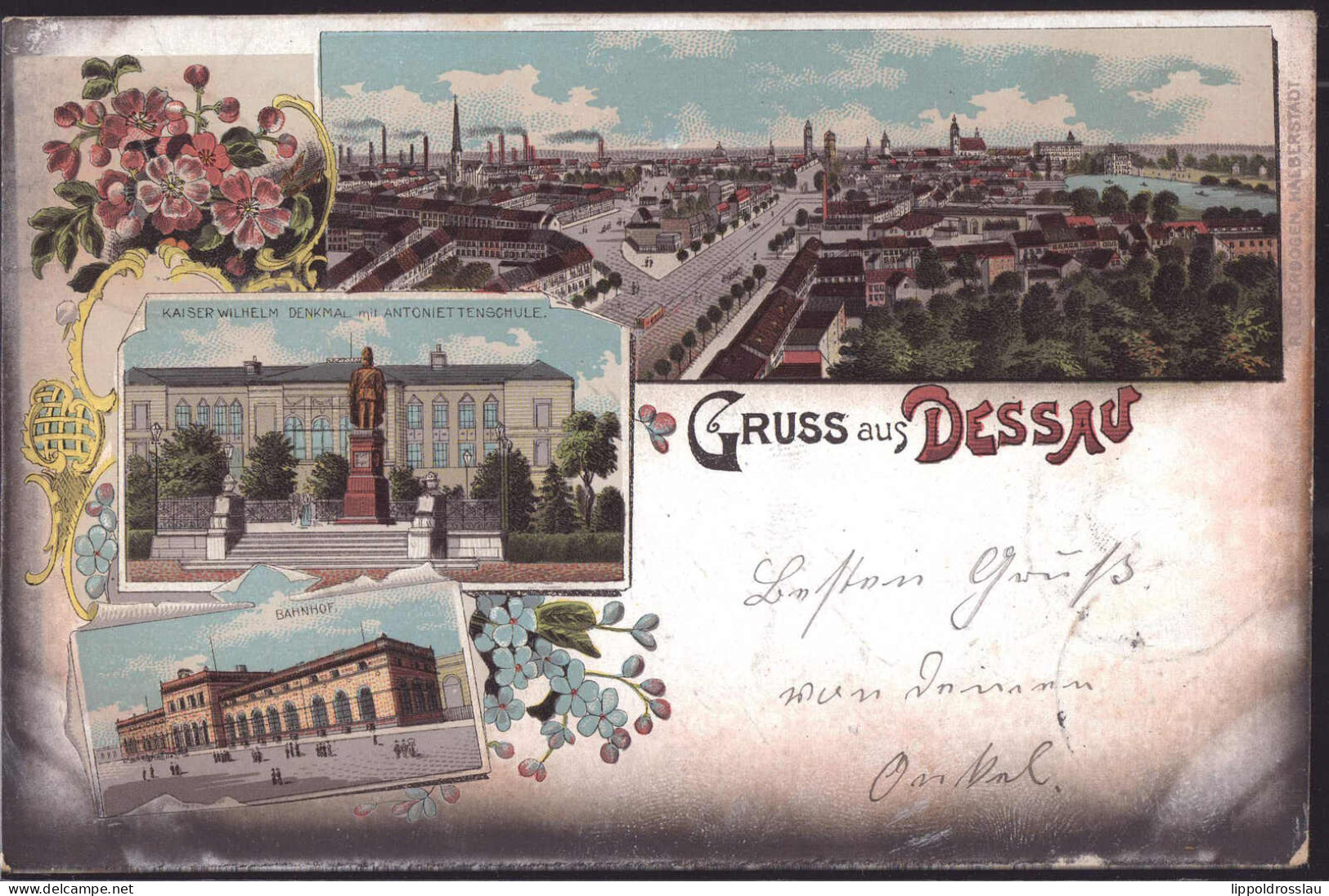 Gest. O-4500 Dessau Bahnhof Antoinettenschule 1899, Min. Best. - Dessau