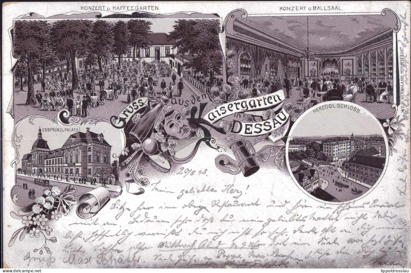 Gest. O-4500 Dessau Gasthaus Kaisergarten 1898 - Dessau