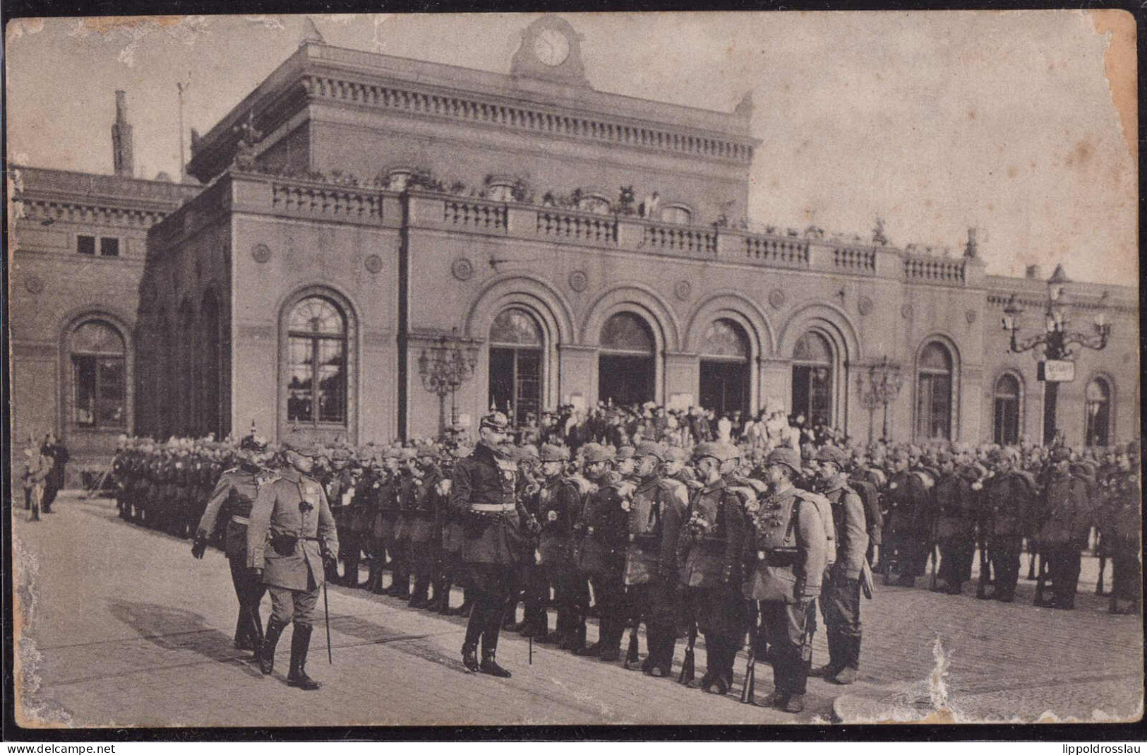 Gest. O-4500 Dessau Staatsbahnhof, Feldpost 1916, Herzog Friedrich Nimmt Abschied Von Den Ins Feld Ziehenden Truppen, St - Dessau