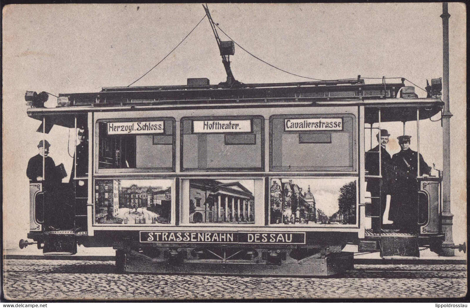 Gest. O-4500 Dessau Straßenbahn Schloß Hoftheater Cavalierstraße 1928, Min. Best. - Dessau