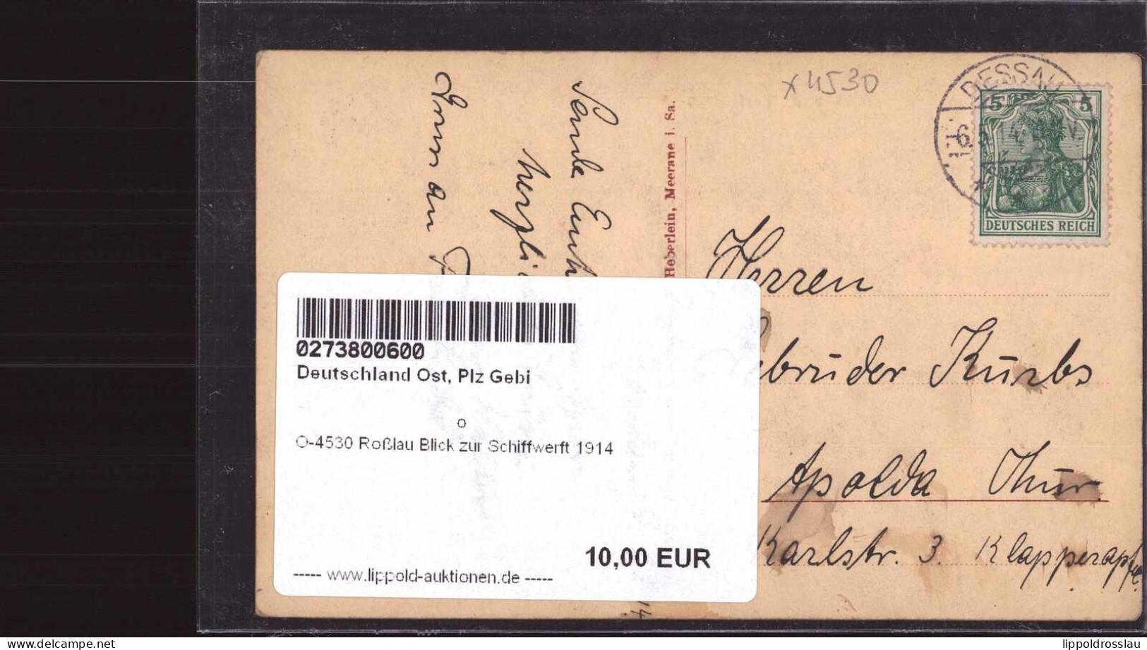 Gest. O-4530 Roßlau Blick Zur Schiffwerft 1914 - Dessau
