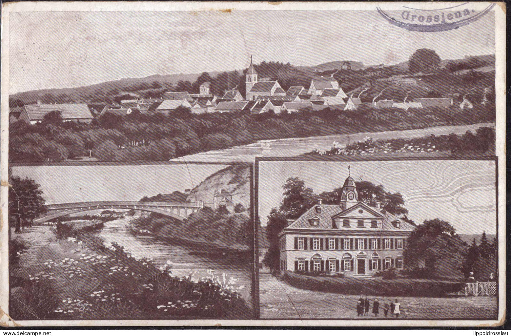 Gest. O-4801 Großjena Blick Zum Ort 1914, EK 4mm, Ecken Best. - Weissenfels
