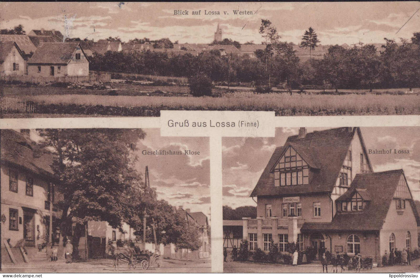 Gest. O-4801 Lossa Geschäftshaus Klose Bahnhof 1923, Briefmarke Entfernt - Weissenfels