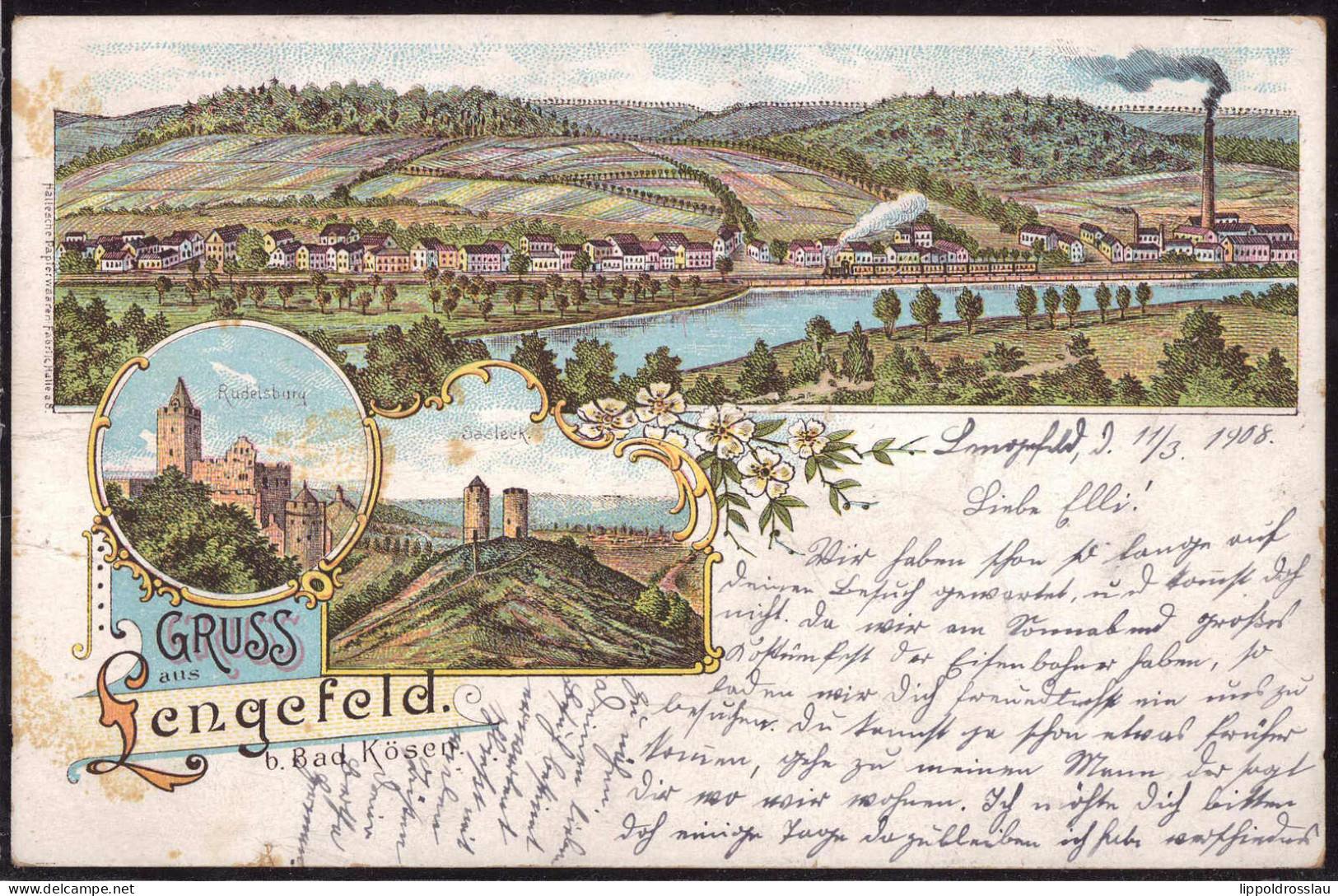 Gest. O-4803 Lengefeld Blick Zum Ort 1908, Randkerbe 2,5 Mm, Etwas Fleckig - Weissenfels