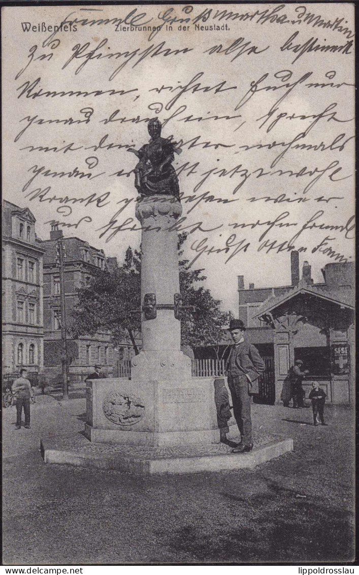 Gest. O-4850 Weißenfels Zierbrunnen In Der Neustadt, Soldatenpost 1912 - Weissenfels