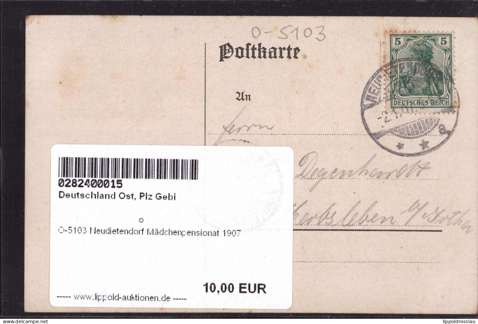 Gest. O-5103 Neudietendorf Mädchenpensionat 1907 - Erfurt