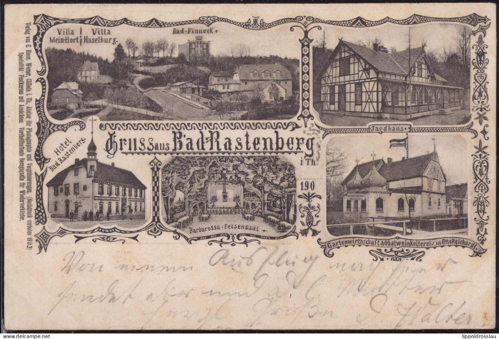 Gest. O-5235 Rastenberg Jagdhaus Gasthaus Otto Reichardt 1905 - Soemmerda