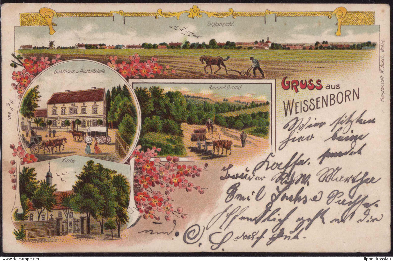 Gest. O-5601 WeißenbornGasthaus Kirche Post 1905, Briefmarke Ausgetauscht, Etwas Best. - Leinefelde