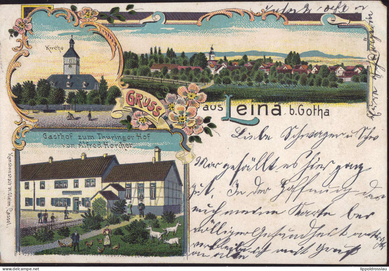 Gest. O-5801 Leina Gasthaus Zum Thüringer Hof 1905, Eckabriß 2,5 Mm Oben Rechts - Gotha