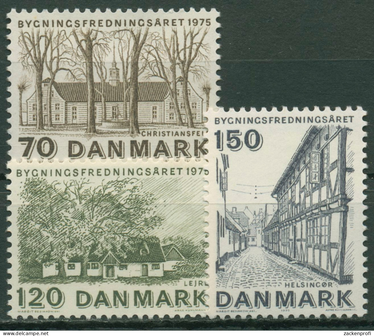 Dänemark 1975 Denkmalschutz Bauwerke 592/94 Postfrisch - Ungebraucht