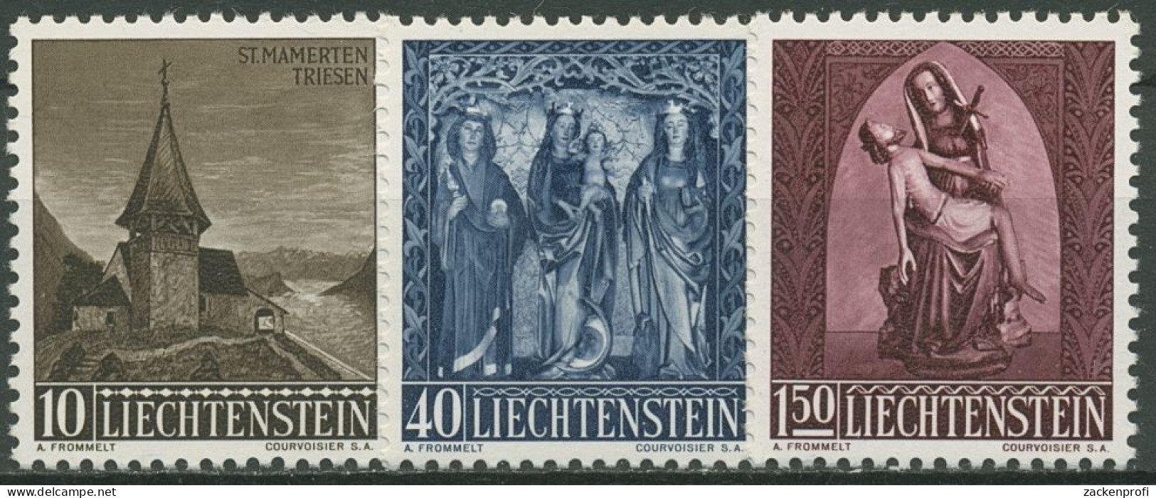 Liechtenstein 1957 Weihnachten Kirchenmotive 362/64 Postfrisch - Ungebraucht