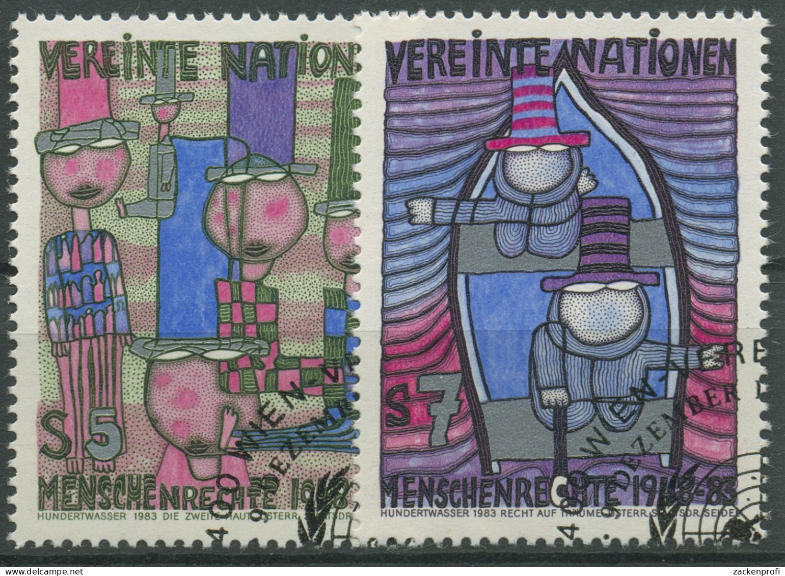 UNO Wien 1983 Menschenrechte Friedensreich Hunderwasser Gemälde 36/37 Gestempelt - Used Stamps