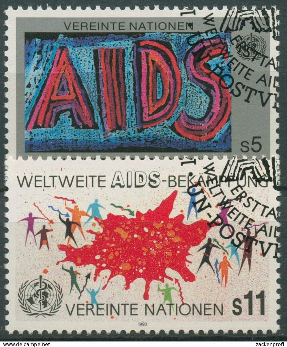 UNO Wien 1990 Aidsbekämpfung 100/01 Gestempelt - Usados