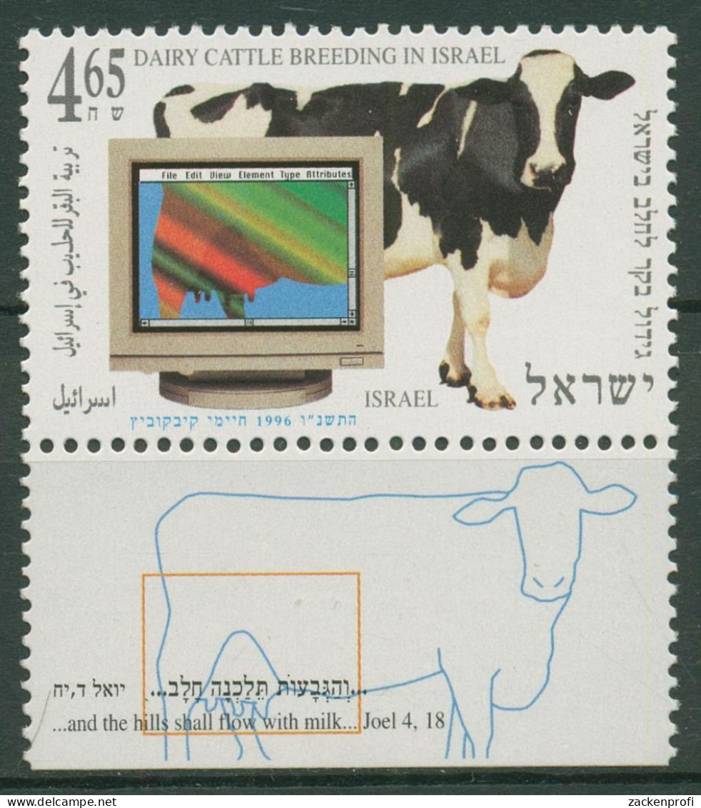 Israel 1996 Tiere Kuh Viehzüchterverband 1361 Mit Tab Postfrisch - Unused Stamps (with Tabs)