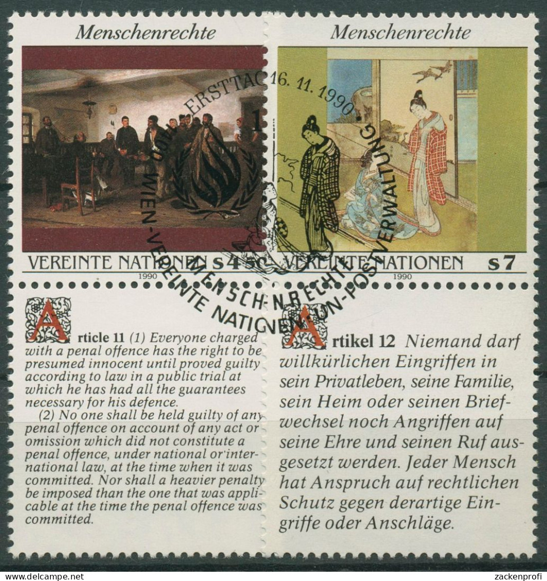 UNO Wien 1990 Erklärung Der Menschenrechte Gemälde 108/09 Zf Gestempelt - Used Stamps