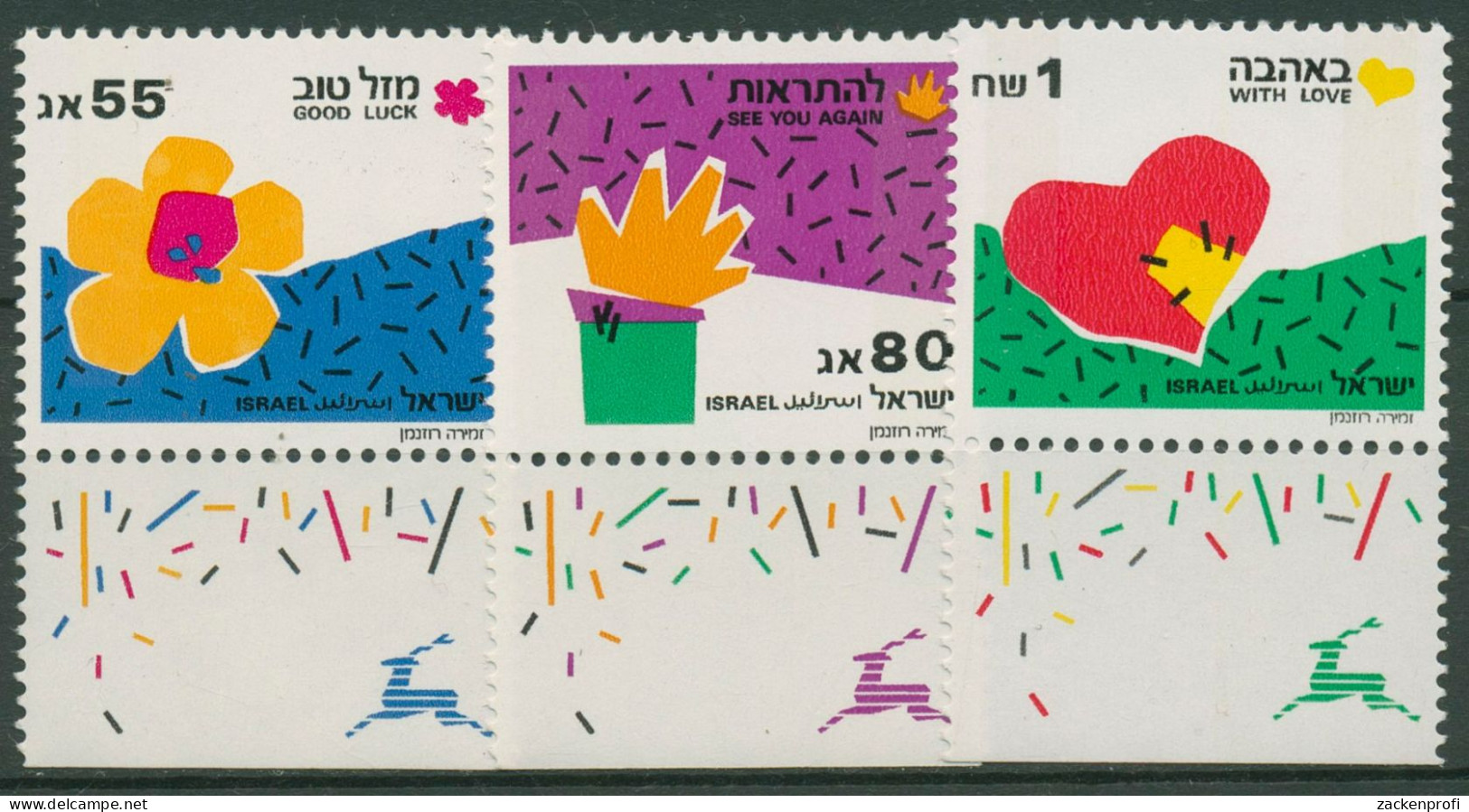 Israel 1990 Grußmarken 1164/66 Mit Tab Postfrisch - Unused Stamps (with Tabs)