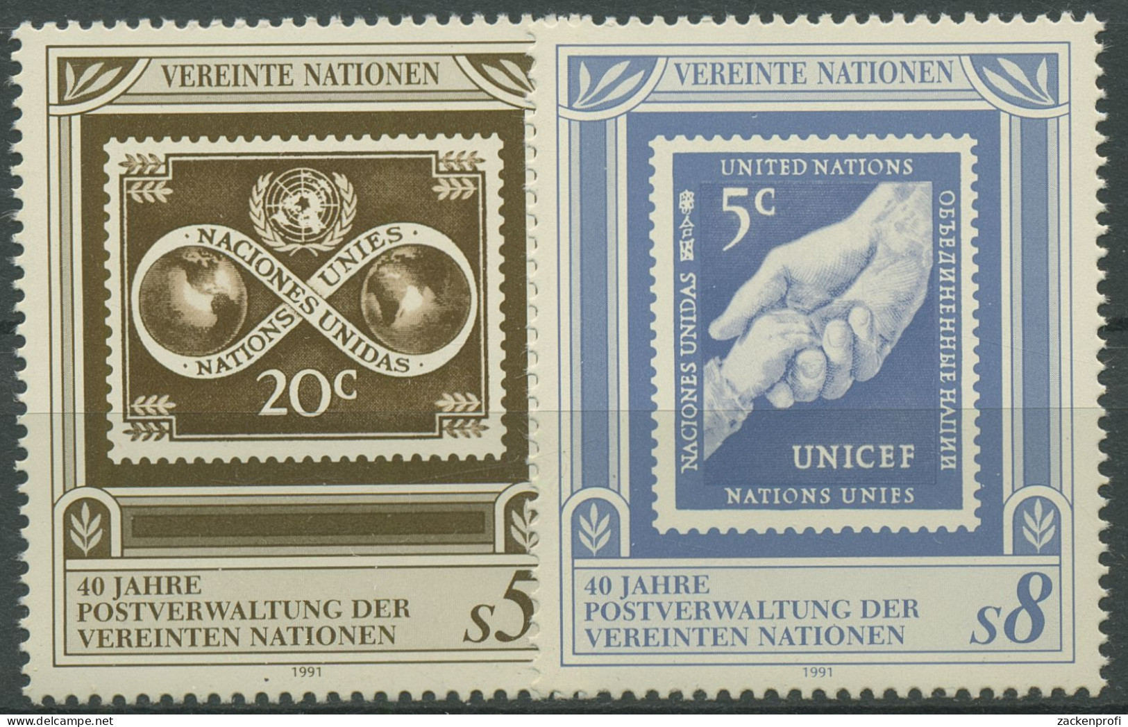UNO Wien 1991 Postverwaltung UNPA MiNr. 5 New York 121/22 Postfrisch - Unused Stamps