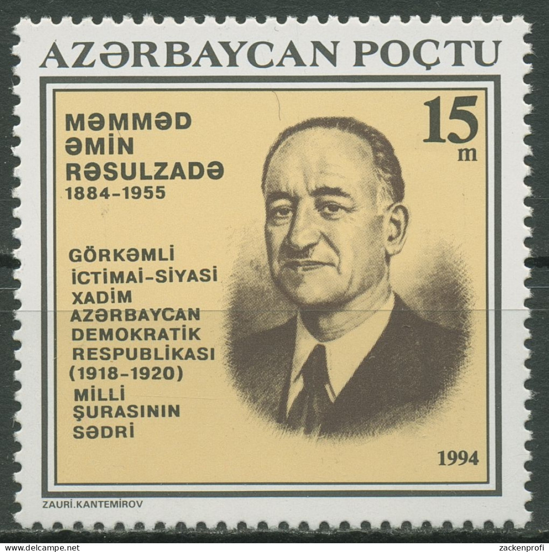 Aserbaidschan 1994 Persönlichkeiten Politiker Resulzade 131 Postfrisch - Azerbaijan