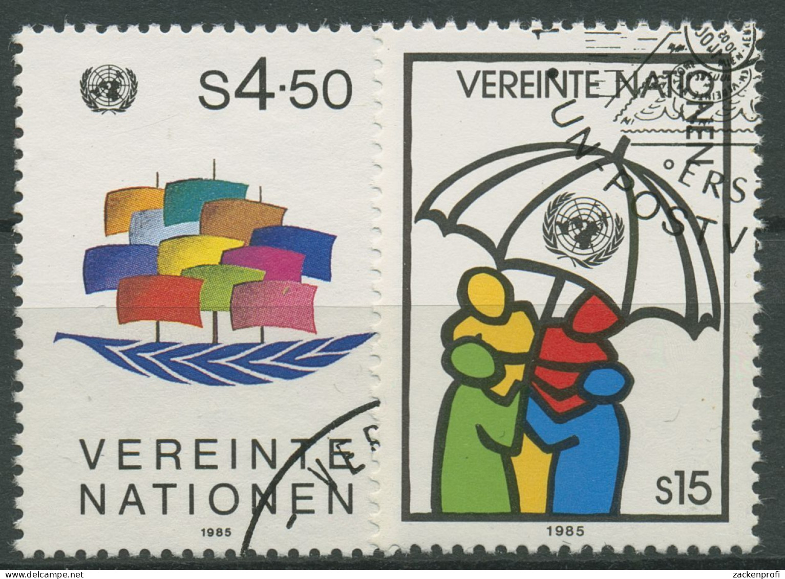 UNO Wien 1985 Freimarken Segelboot, Menschen Mit Schirm 49/50 Gestempelt - Used Stamps