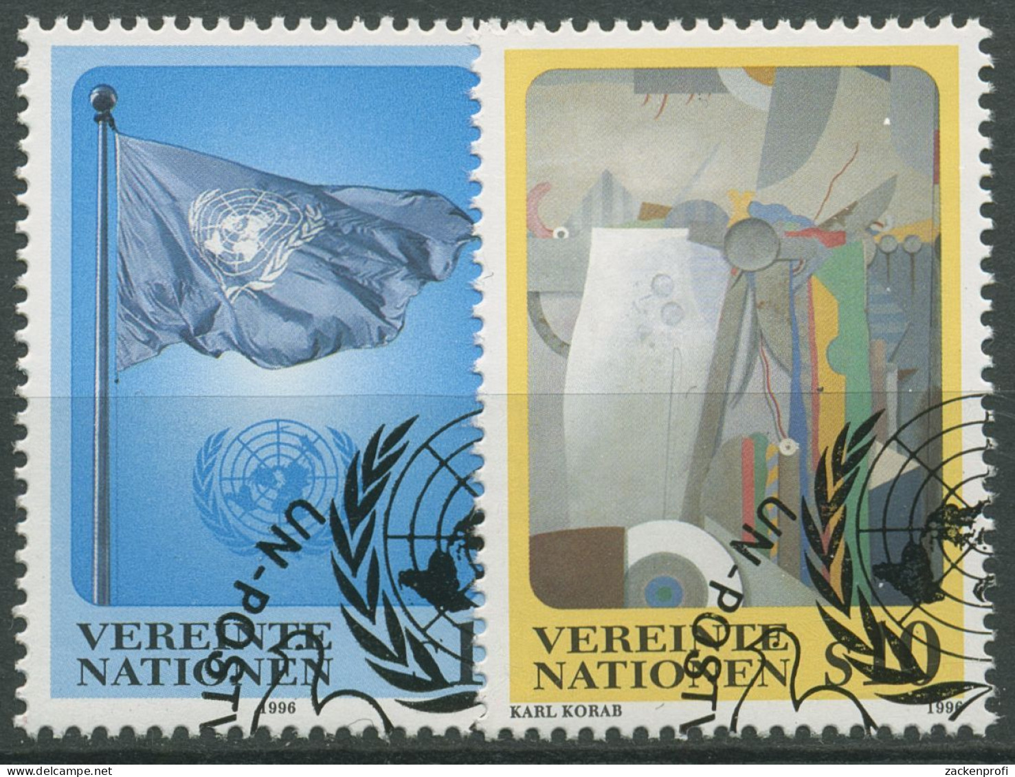 UNO Wien 1996 UNO-Flagge Gemälde 203/04 Gestempelt - Usati
