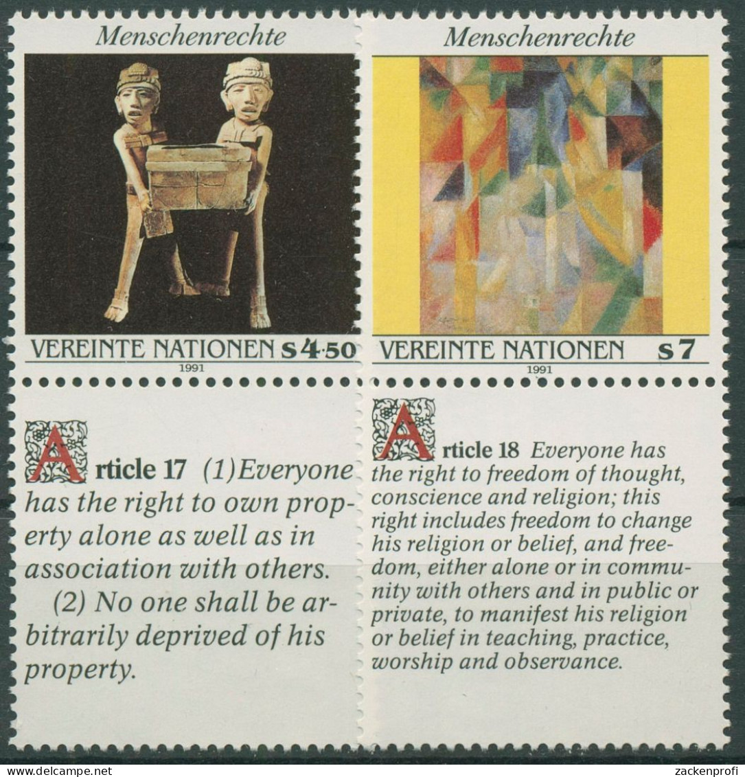 UNO Wien 1991 Erklärung Der Menschenrechte Keramik Gemälde 123/24 Zf Postfrisch - Unused Stamps
