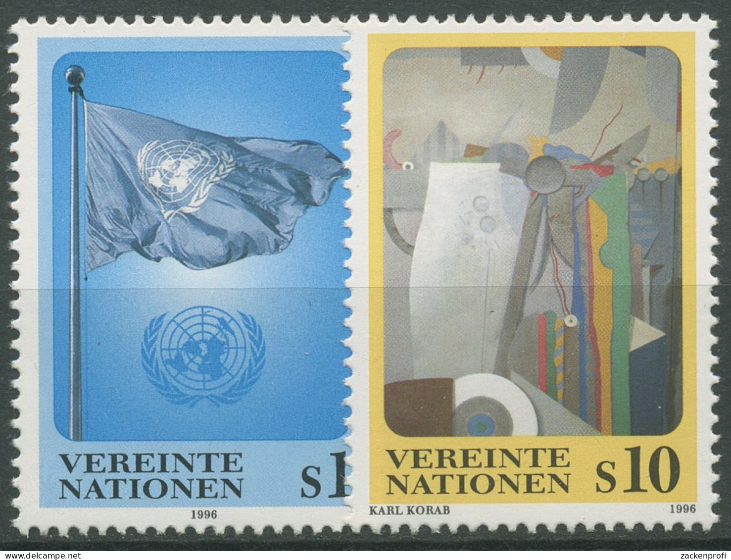 UNO Wien 1996 UNO-Flagge Gemälde 203/04 Postfrisch - Nuovi
