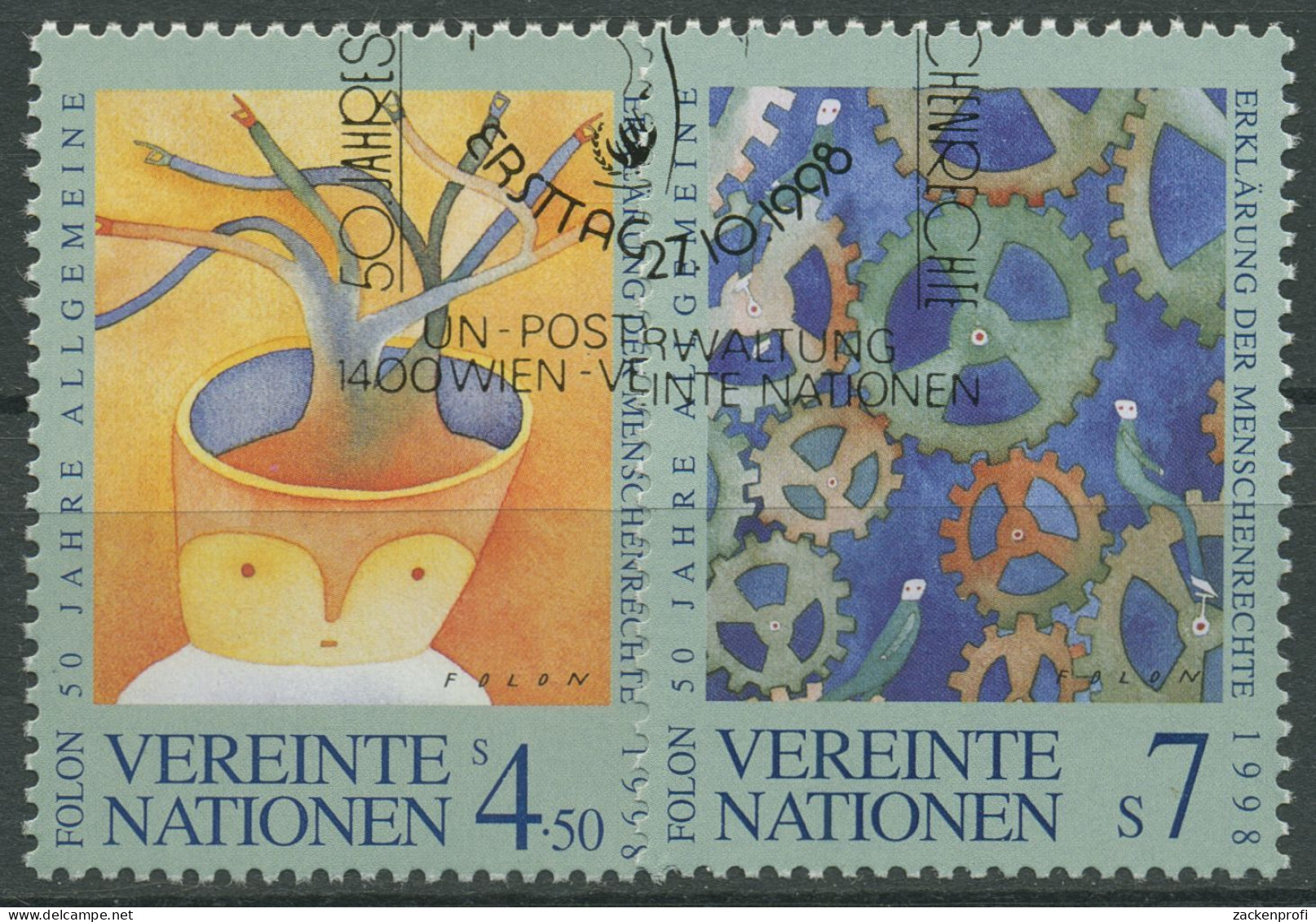 UNO Wien 1998 Erklärung Dser Menschenrechte Zeichnungen 268/69 Gestempelt - Used Stamps