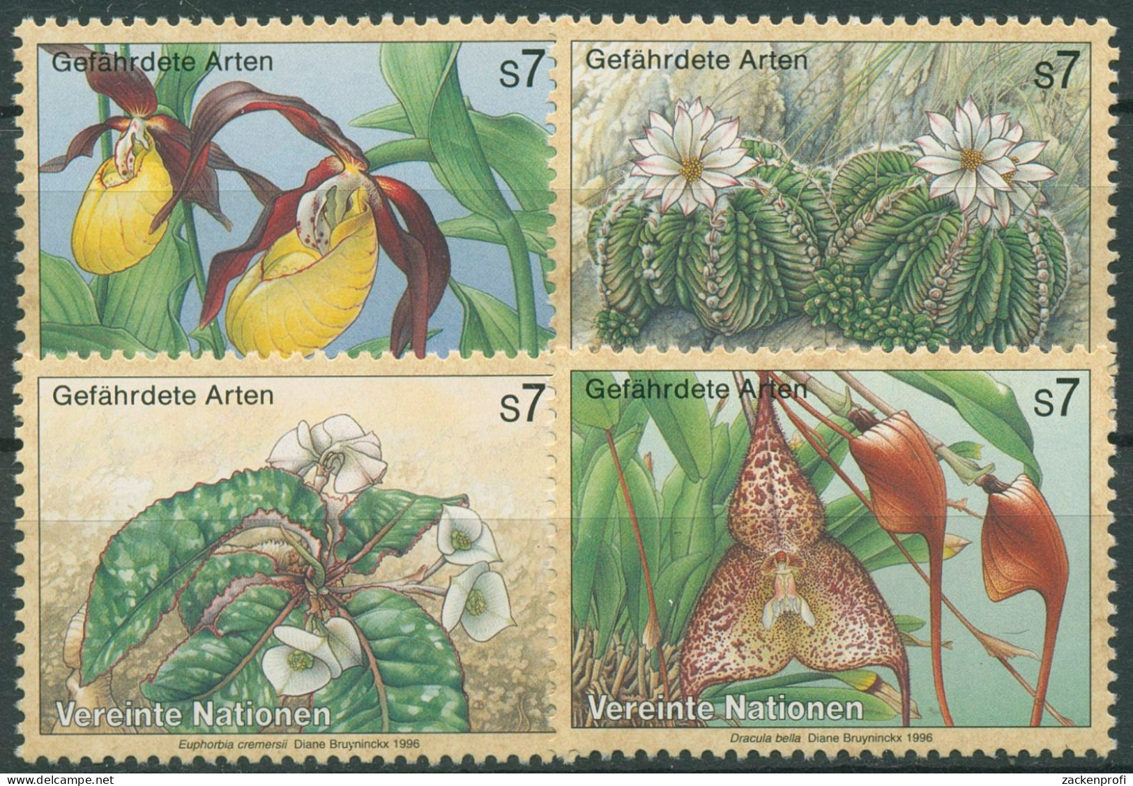 UNO Wien 1996 Gefährdete Pflanzen Orchideen Kaktus 205/08 Postfrisch - Unused Stamps