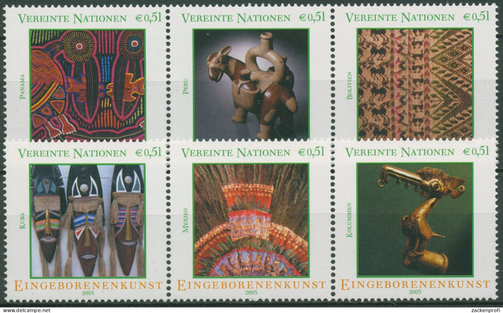UNO Wien 2003 Eingeborenenkunst 381/86 Blockeinzelmarken Postfrisch - Unused Stamps