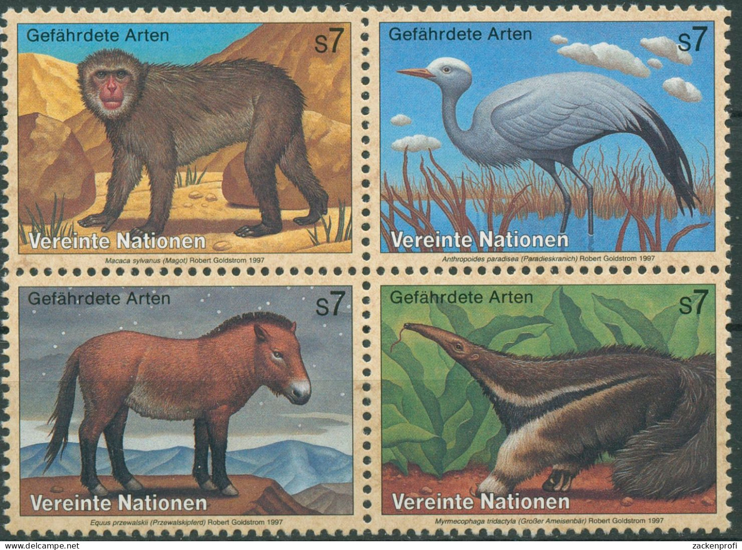 UNO Wien 1997 Gefährdete Tiere Affe Kranich Ameisenbär 222/25 ZD Postfrisch - Nuevos