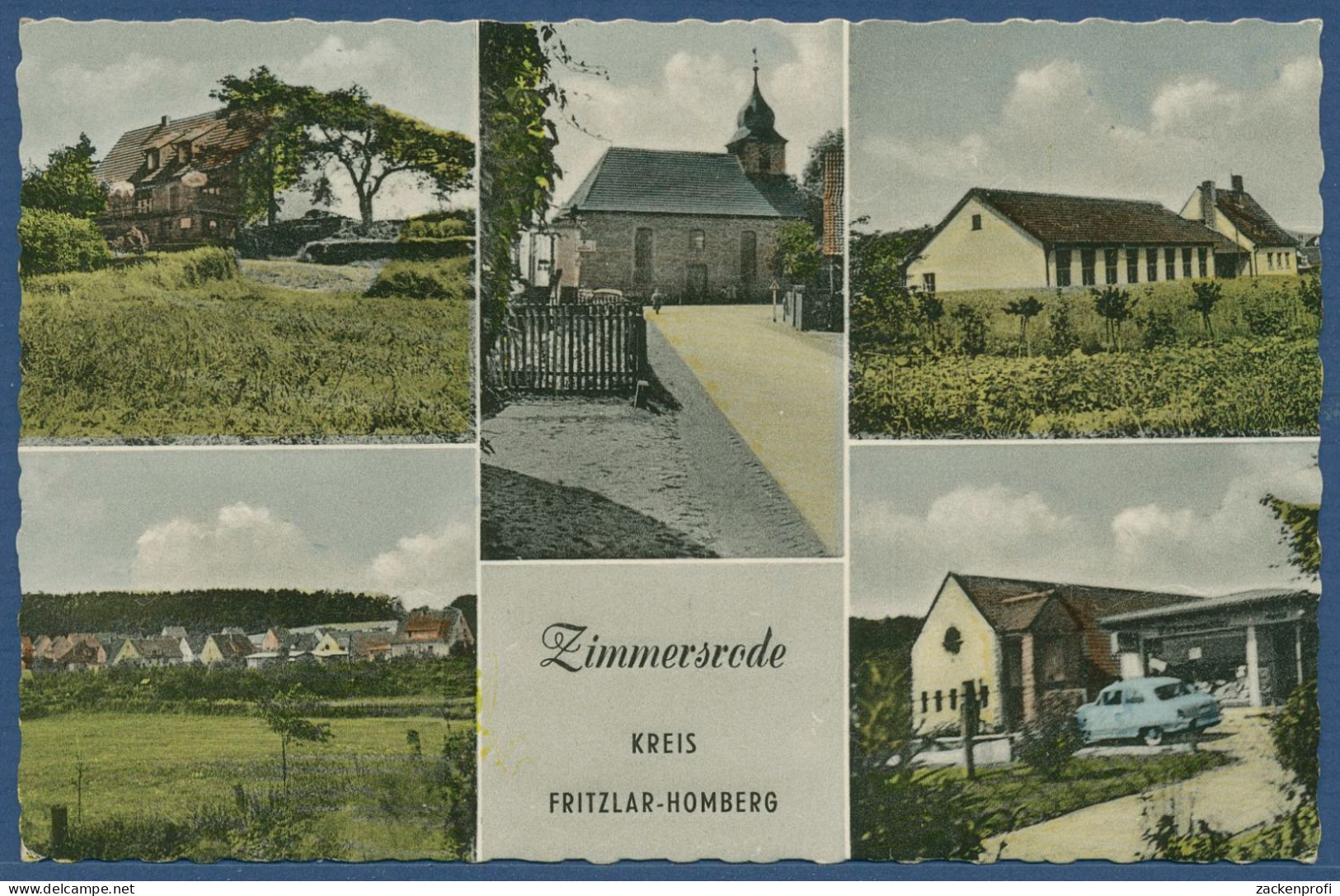 Zimmersrode Kirche Geschäft Gasthof Gelaufen 1959 (AK4279) - Borken