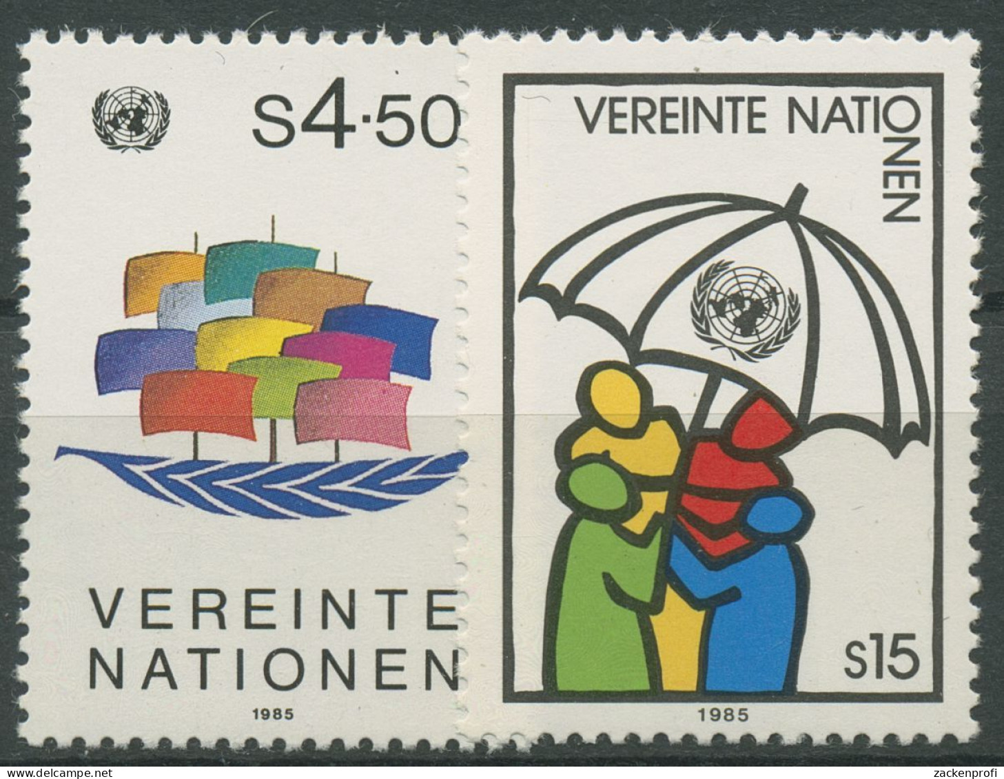 UNO Wien 1985 Freimarken Segelboot, Menschen Mit Schirm 49/50 Postfrisch - Ongebruikt