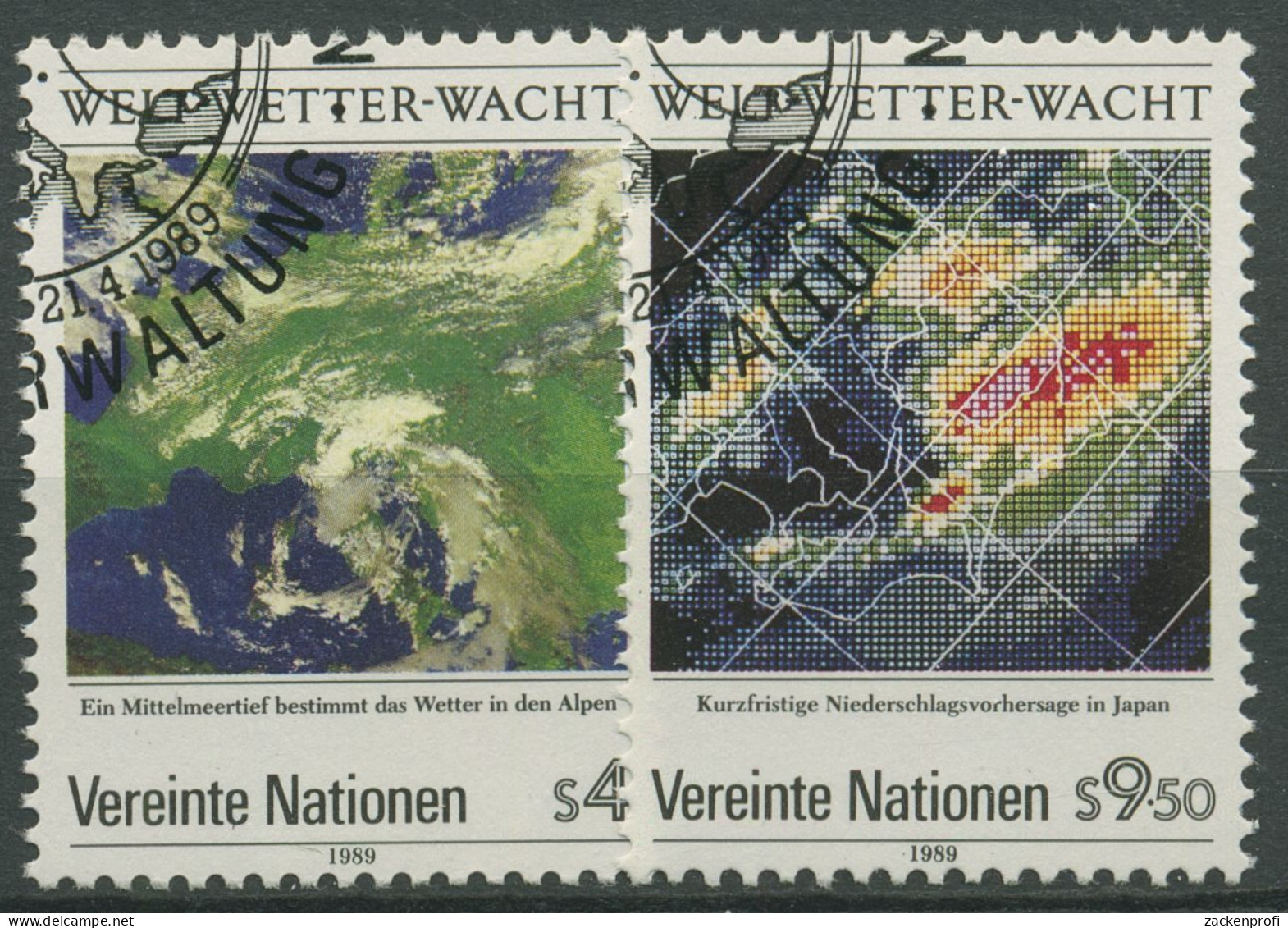 UNO Wien 1989 Meteorologie Wetterwacht Satellitenbilder 92/93 Gestempelt - Oblitérés