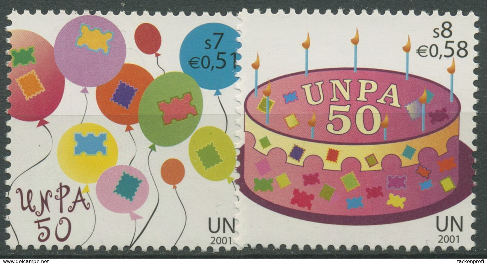 UNO Wien 2001 UN-Postverwaltung Geburtstagsgrüße 342/43 Postfrisch - Ungebraucht