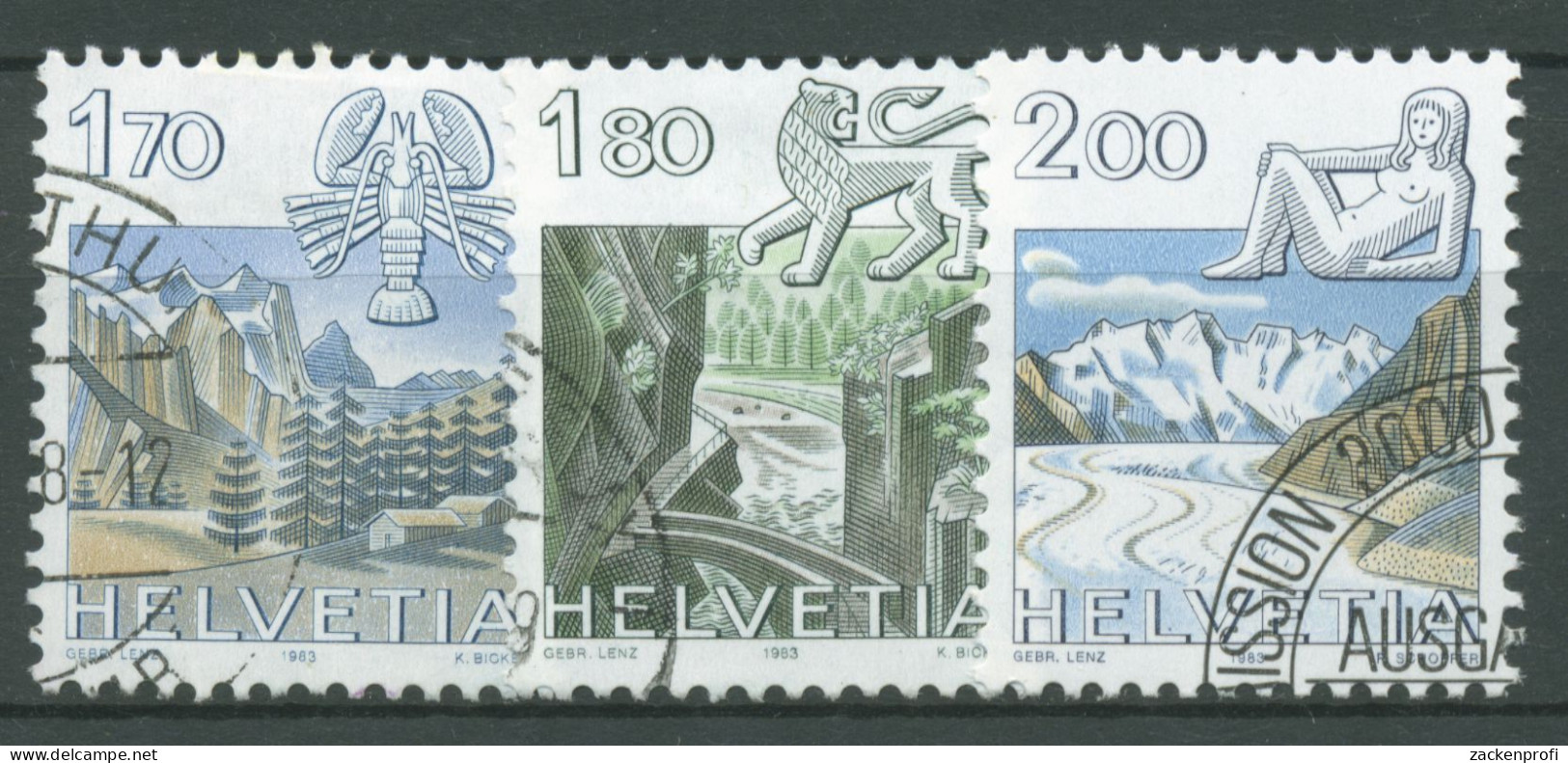 Schweiz 1983 Landschaften Tierkreiszeichen 1242/44 Gestempelt - Oblitérés