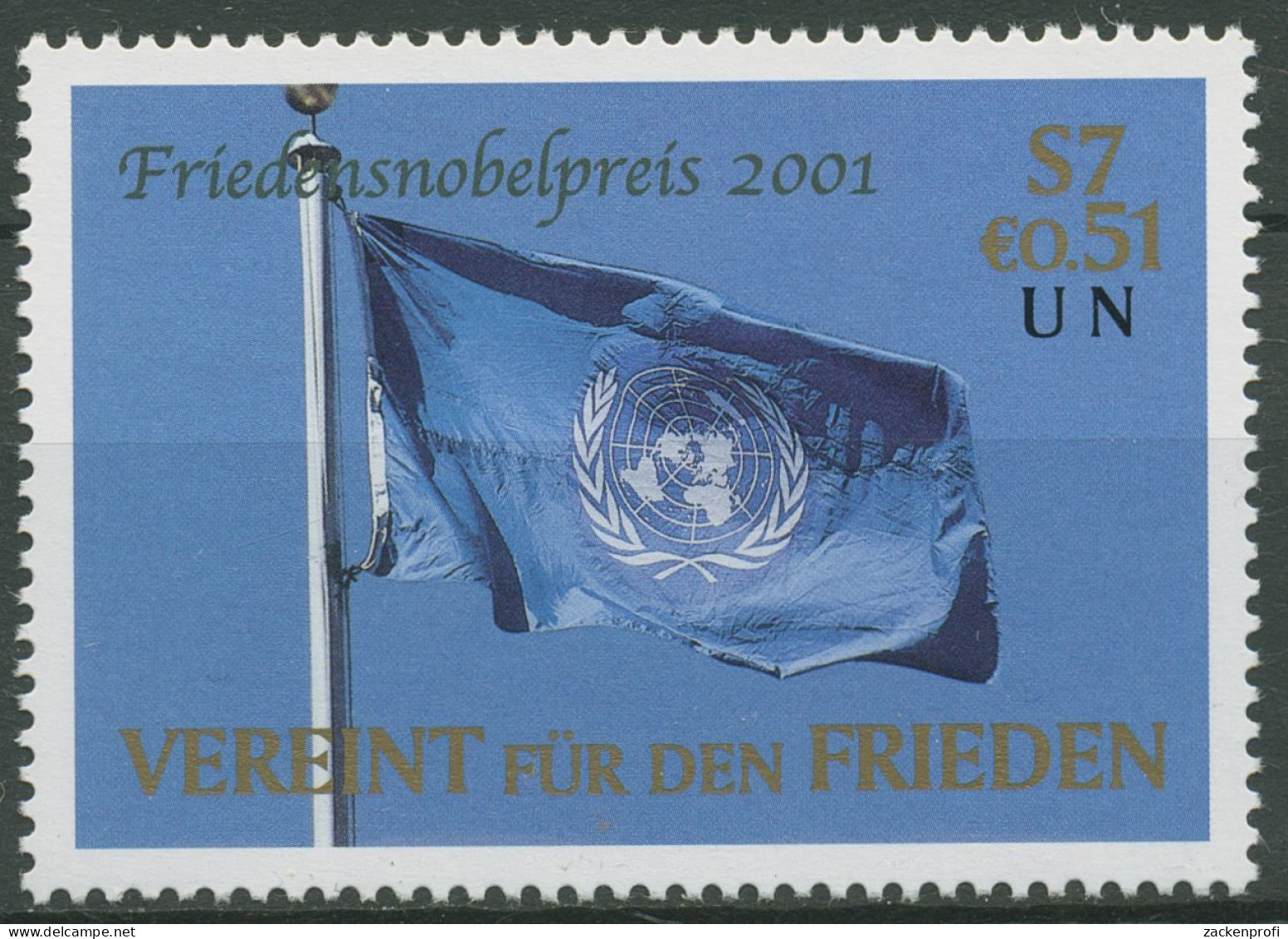 UNO Wien 2001 Friedensnobelpreis Kofi Annan Flagge 350 Postfrisch - Ongebruikt