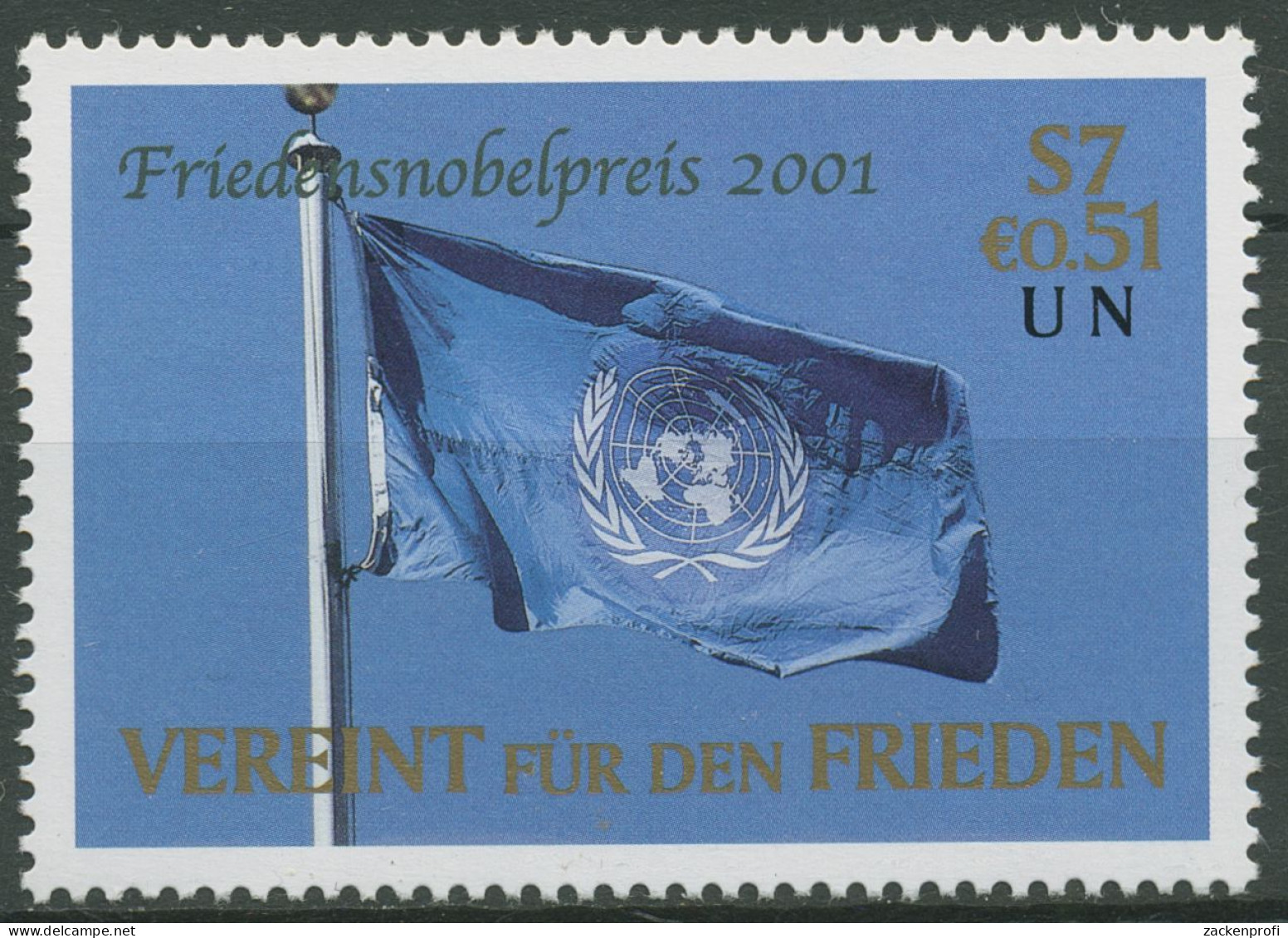 UNO Wien 2001 Friedensnobelpreis Kofi Annan Flagge 350 Postfrisch - Ungebraucht