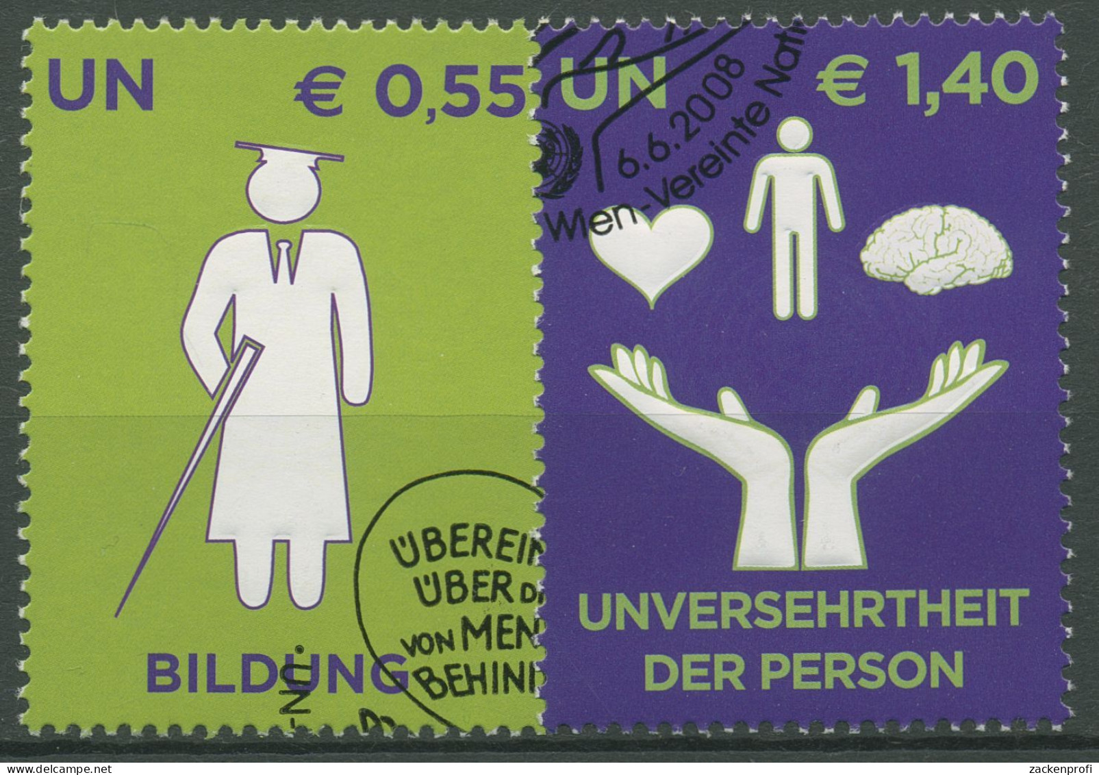 UNO Wien 2008 Menschen Mit Behinderung 543/44 Gestempelt - Oblitérés