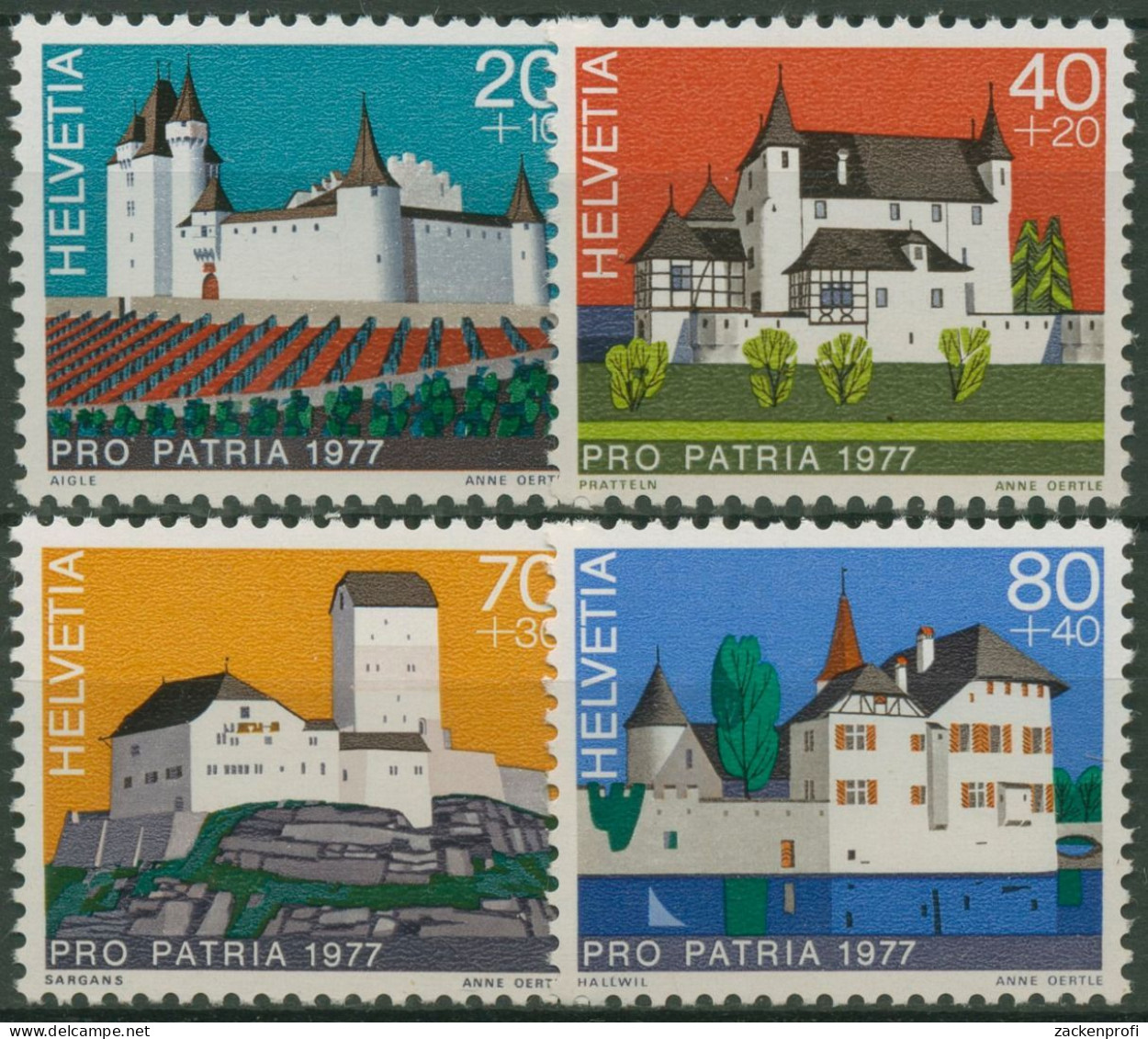 Schweiz 1977 Pro Patria Bauwerke Schlösser 1096/99 Postfrisch - Ungebraucht
