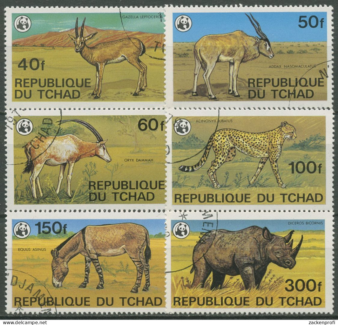 Tschad 1979 WWF Tierschutz Nashorn Leopard Gazelle 849/54 Gestempelt - Tchad (1960-...)