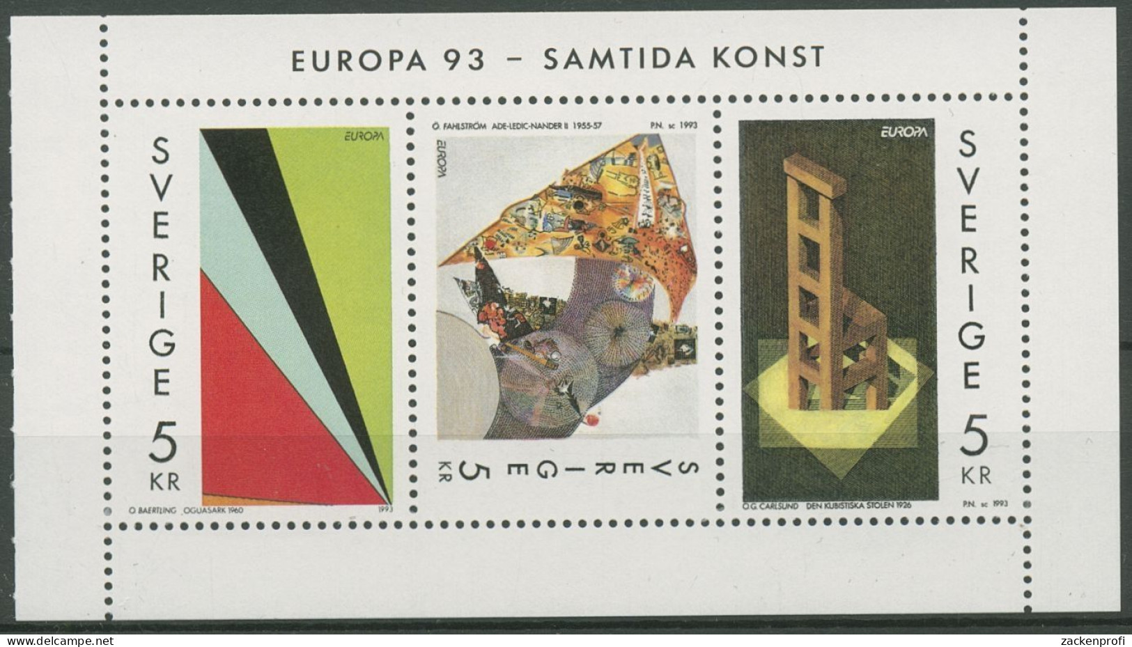 Schweden 1993 Europa CEPT Zeitgenössische Kunst H.-Bl.209 Postfrisch (C97745) - Ongebruikt