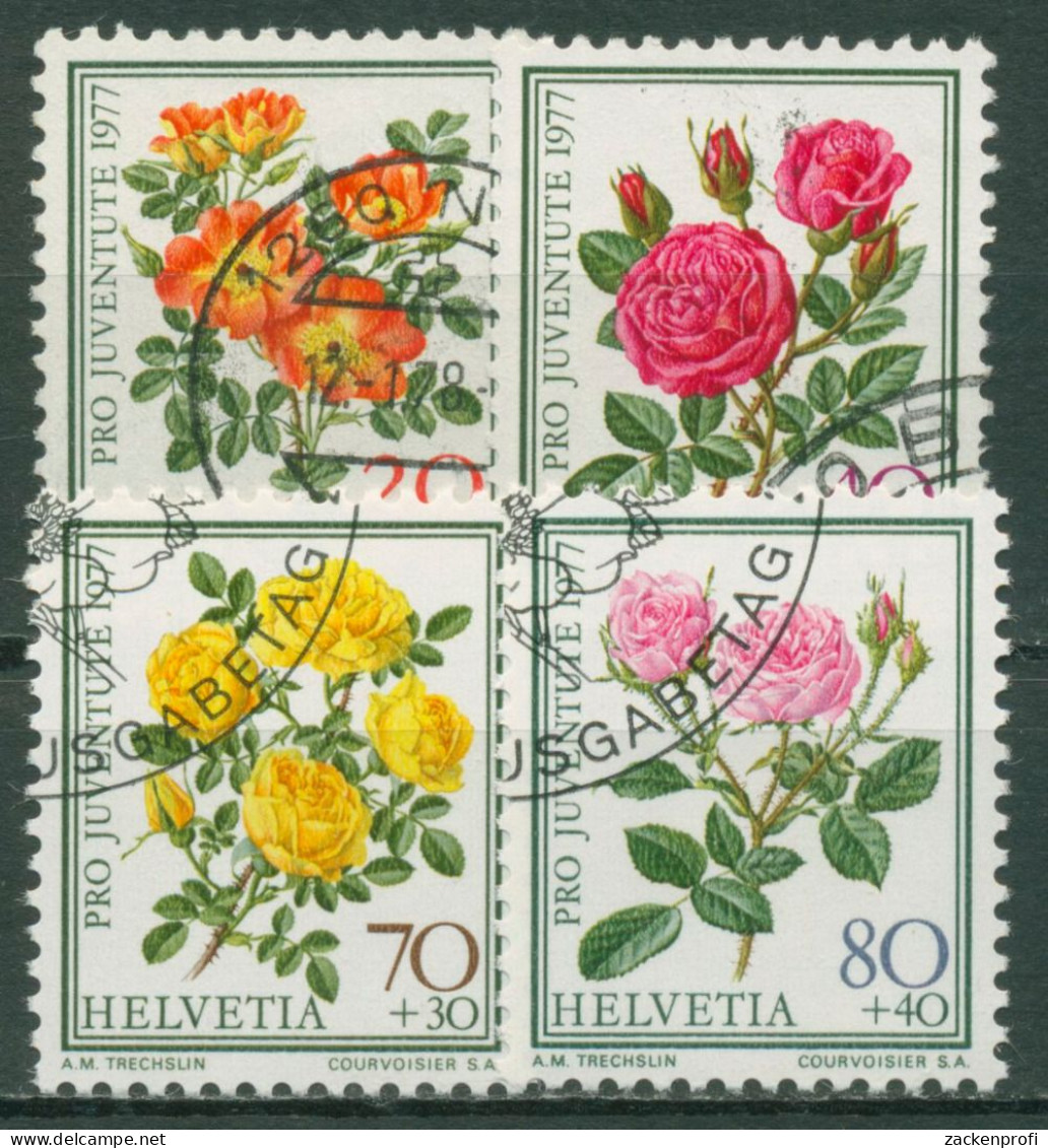 Schweiz 1977 Pro Juventute Pflanzen Blumen Rosen 1112/15 Gestempelt - Gebruikt