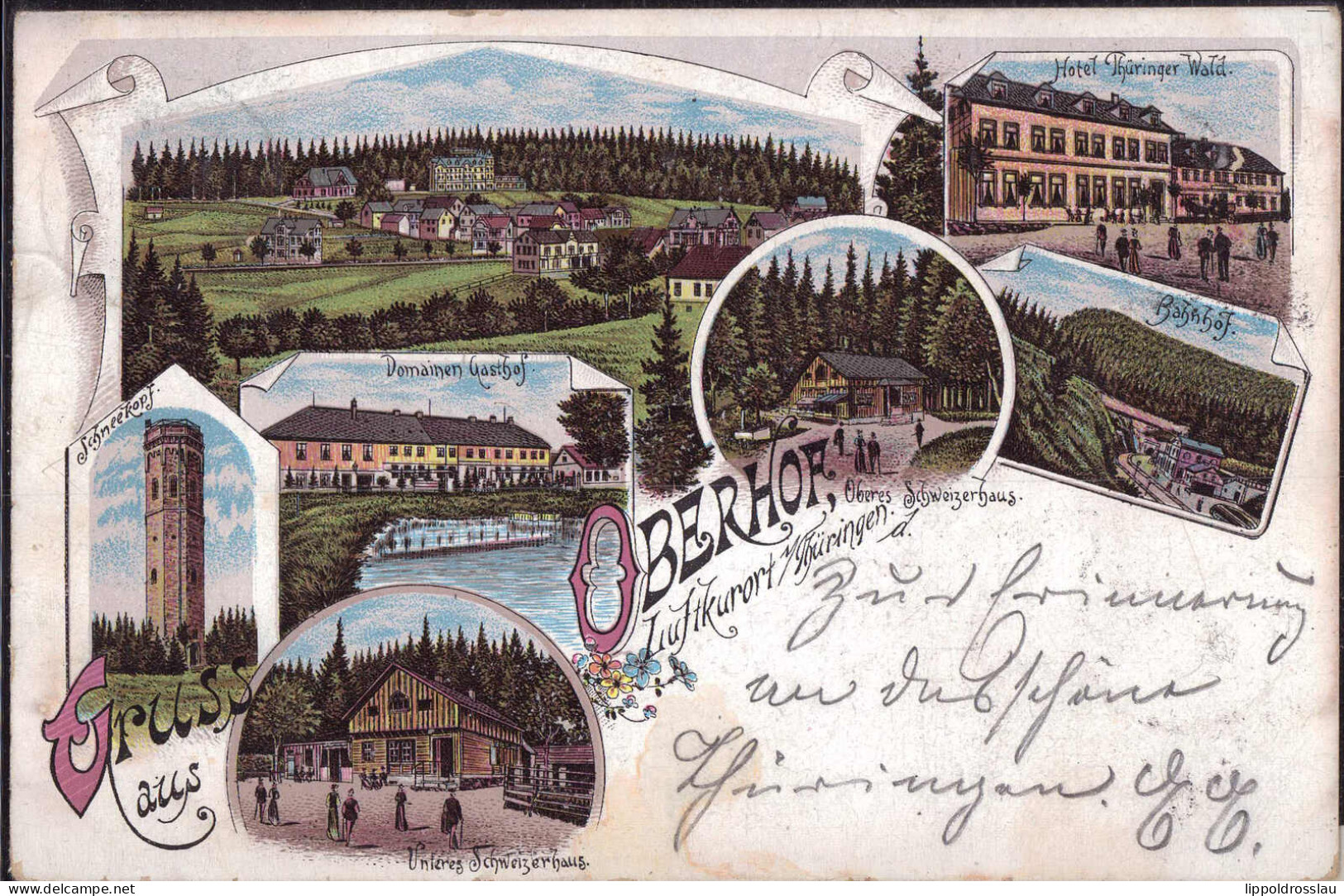 Gest. O-6055 Oberhof Hotel Thüringer Wald Bahnhof Domainengasthaus 1900 - Suhl