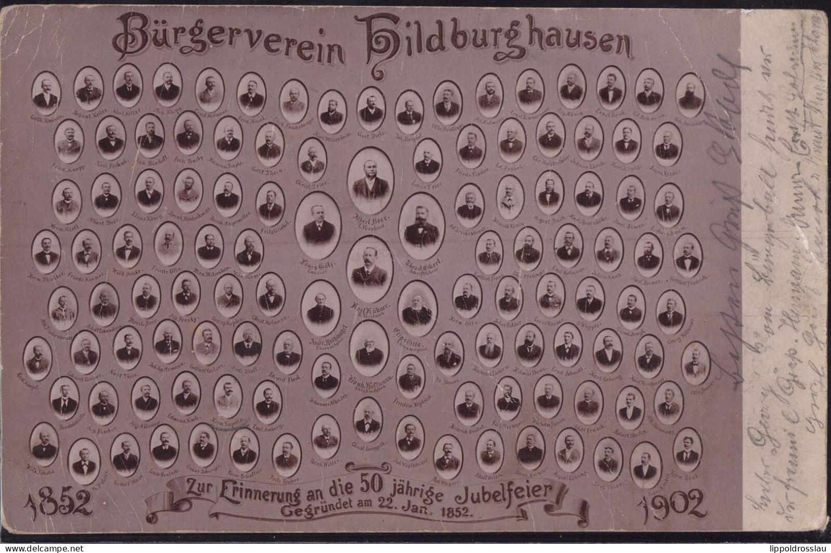 Gest. O-6110 Hildburghausen 50 Jahre Bürgerverein 1902, Etwas Bügig Etwas Best. - Hildburghausen