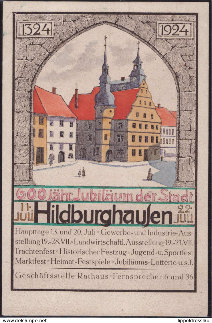 * O-6110 Hildburghausen 600-Jahrfeier 1924, Starker Eckknick 4cm - Hildburghausen