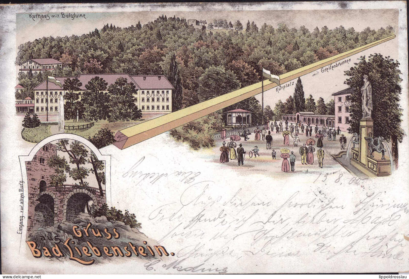 Gest. O-6202 Bad Liebenstein Kurhaus Kuranlagen 1900 - Bad Salzungen