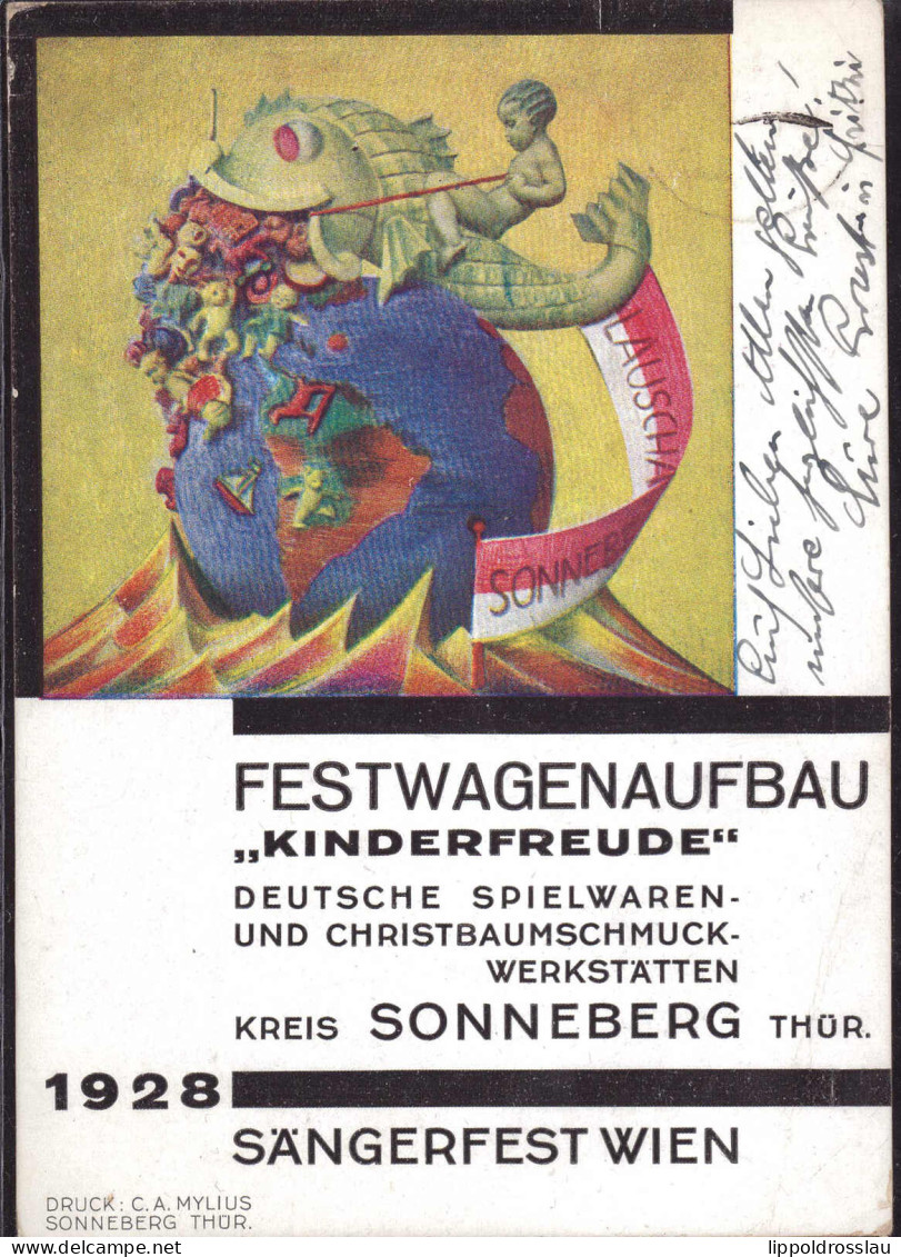 Gest. O-6400 Sonneberg Festwagenaufbau "Kinderfreude 1928" Für Das Sängerfest Wien - Sonneberg